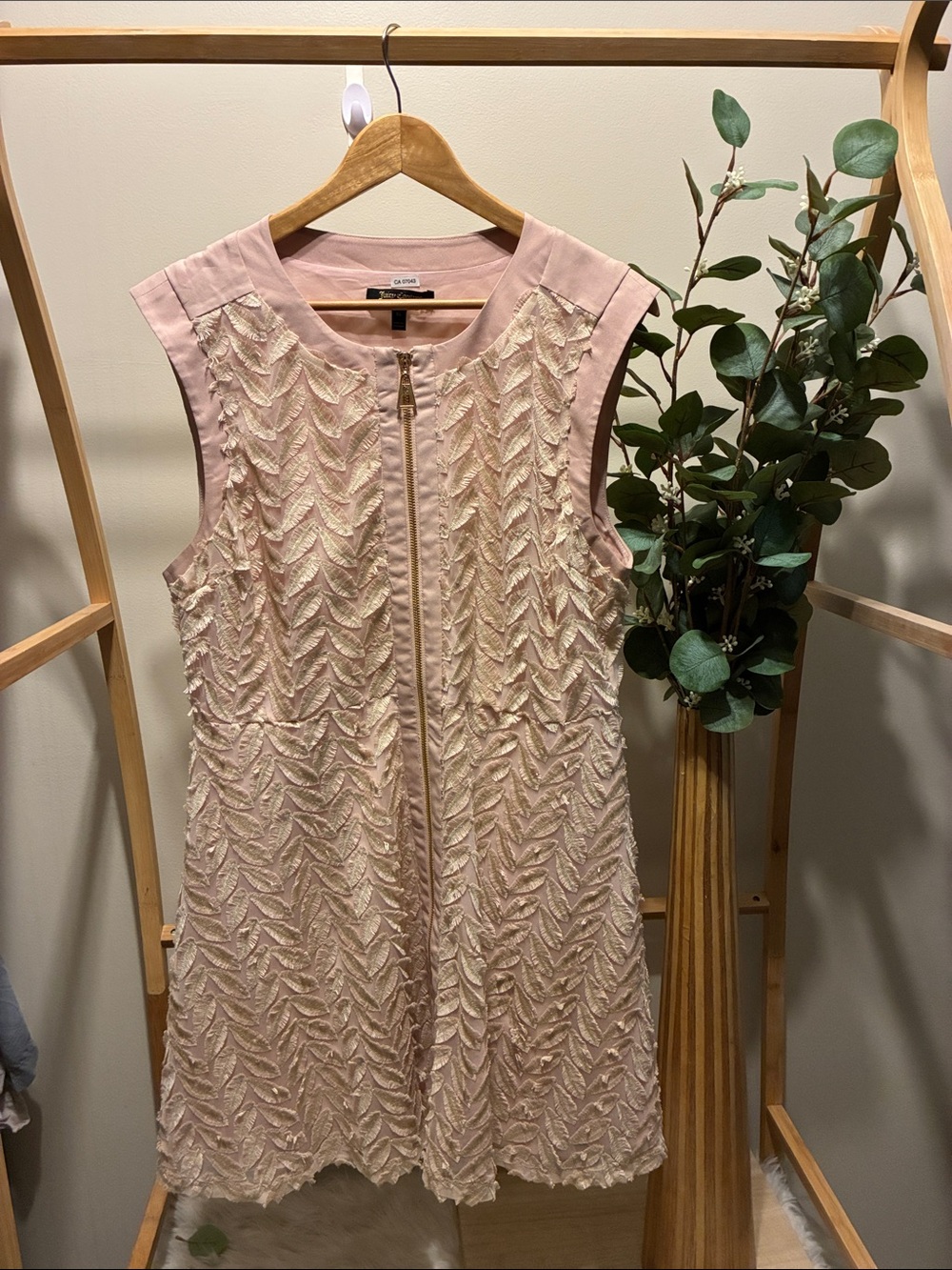 Juicy Couture Pale Pink Embroidered Zip-Front Mini Dress a182